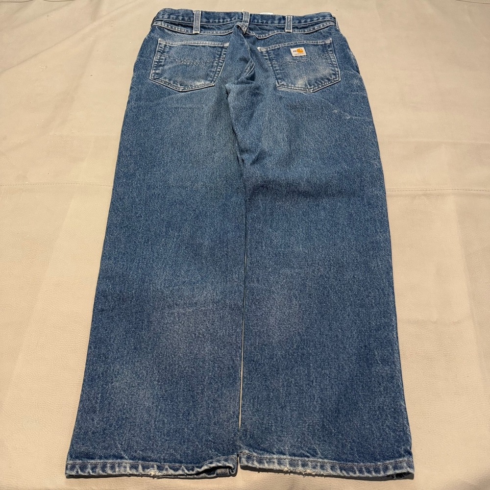 Carhartt Men Blue Denim Flame Fire Resistant Straight Leg Jean Medium-34x30-6993